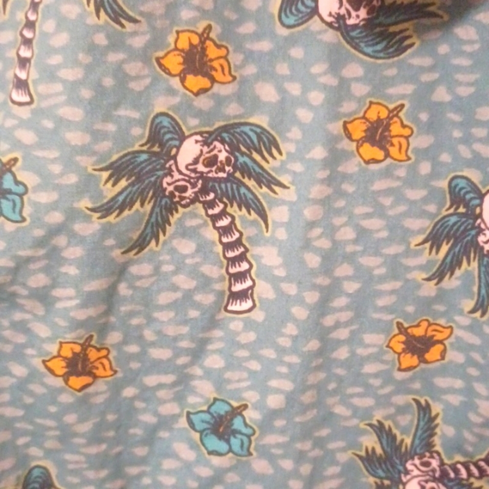 Men's Tropical Skull Hawaiian Shirt Summerween Sz M